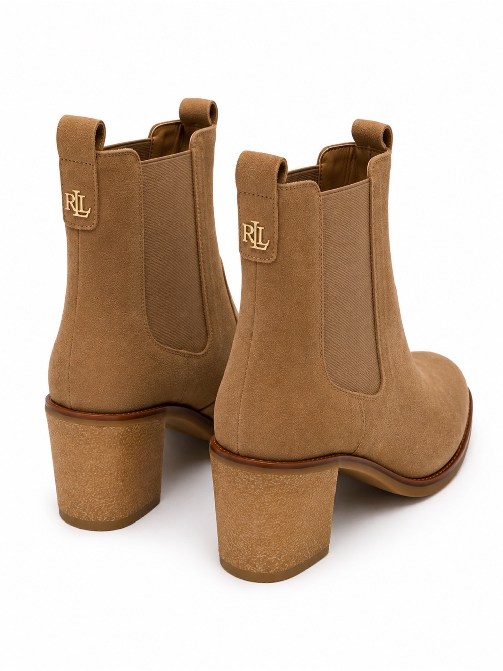 248. Lauren Ralph Lauren Tan Suede Chelsea Heel Boots